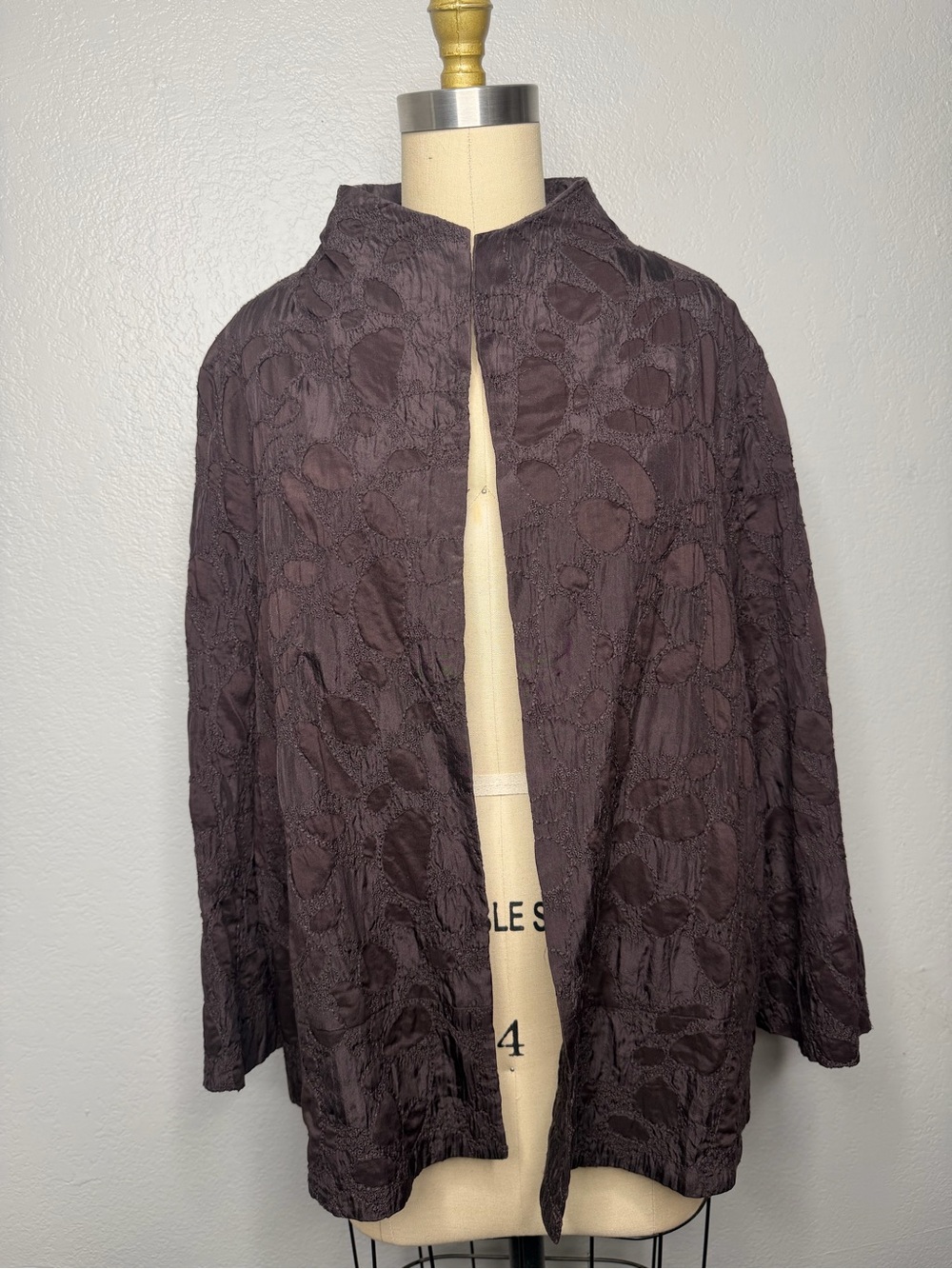 Eileen Fisher | Brown Textured Silk Blend Jacket sz M